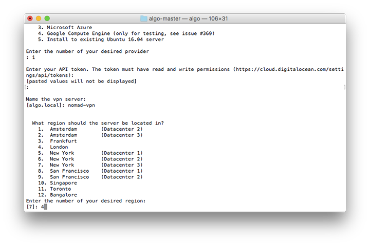 choose the location of your vpn server