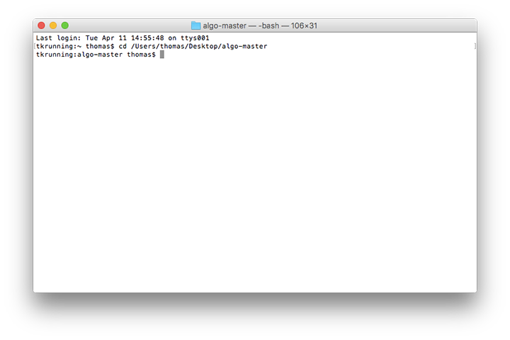 cd into algo-master folder